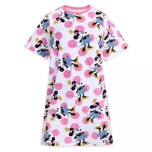 Disney Pink White Minnie Mouse Allover Mini Dress